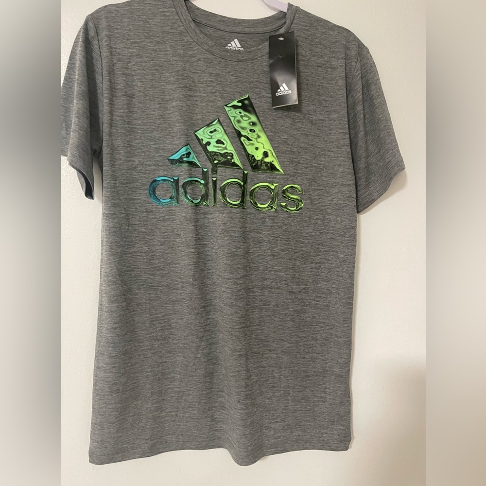 Brand New Adidas Gray T Shirt Boys Size L 14/16